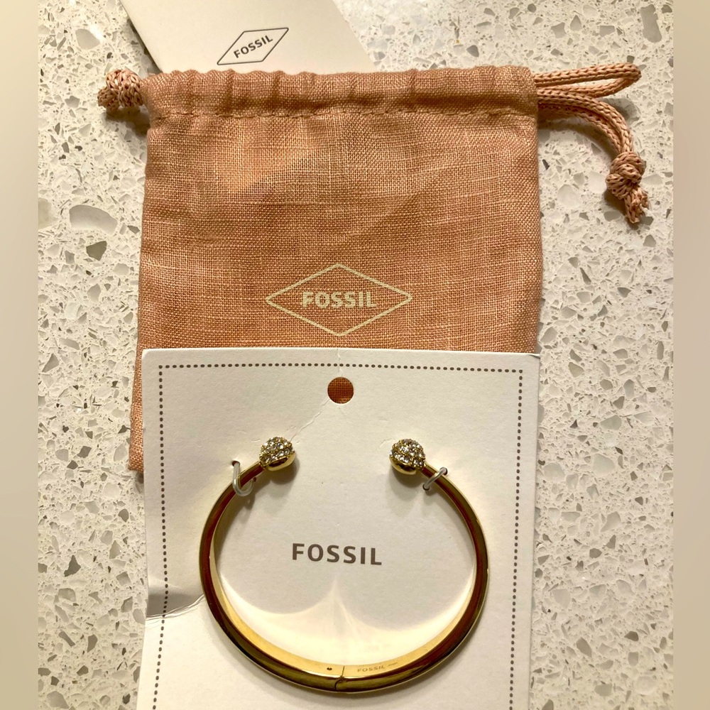 Hazel Glitz Cuff Gold-Tone Stainless Steel Cuff Bracelet